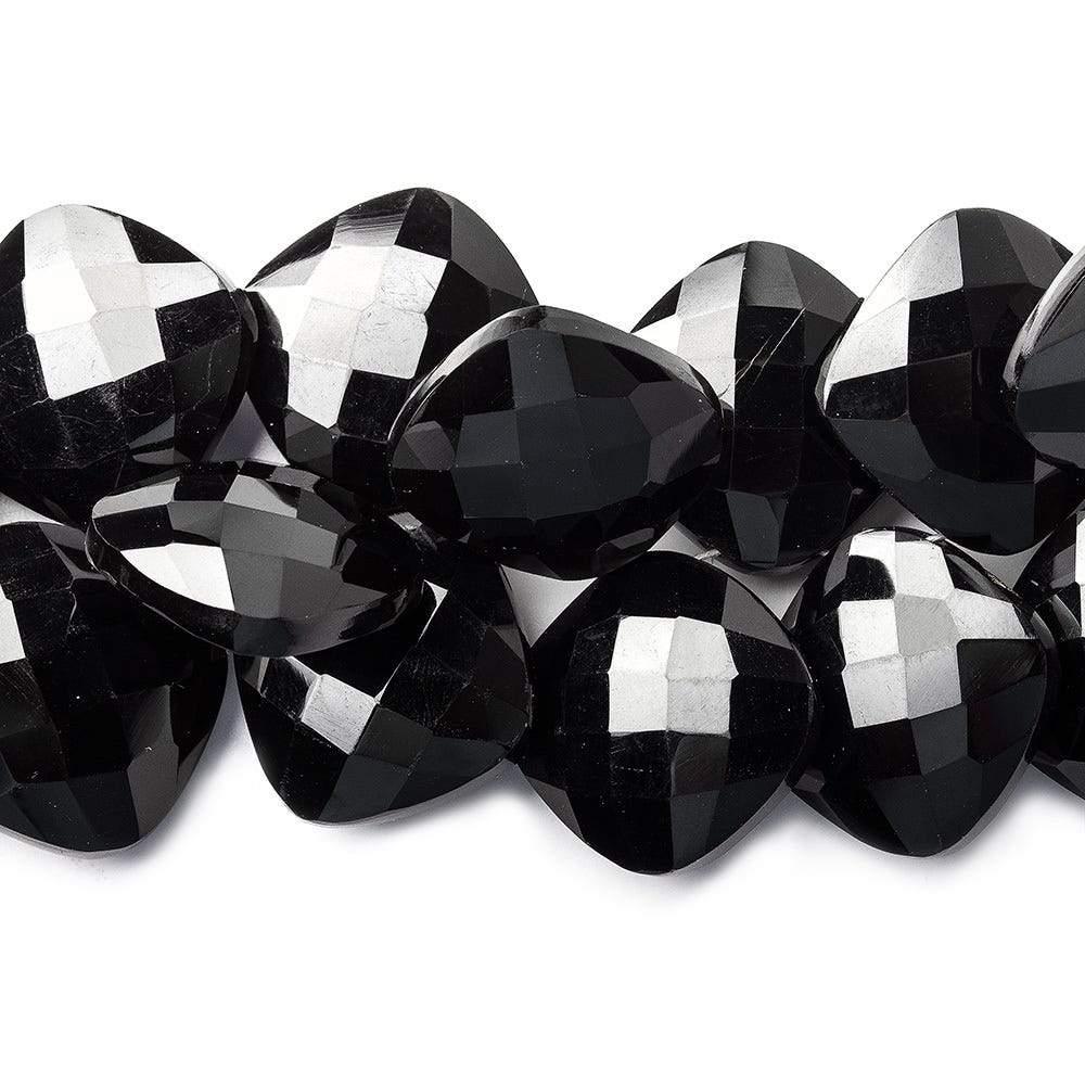 Black Onyx corner drilled faceted pillow beads 8 inch 34 pieces AAA - The Bead Traders