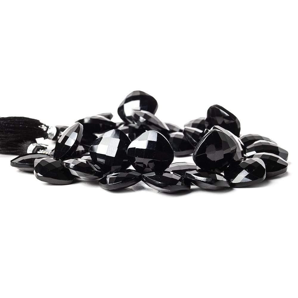 Black Onyx corner drilled faceted pillow beads 8 inch 34 pieces AAA - The Bead Traders