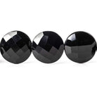 Black Onyx faceted coin beads 8 inch 13 pieces AAA - The Bead Traders