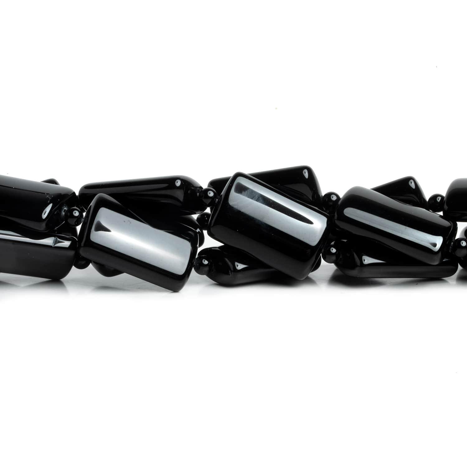 Black Onyx Plain Rectangles 16 inch 14 beads - The Bead Traders
