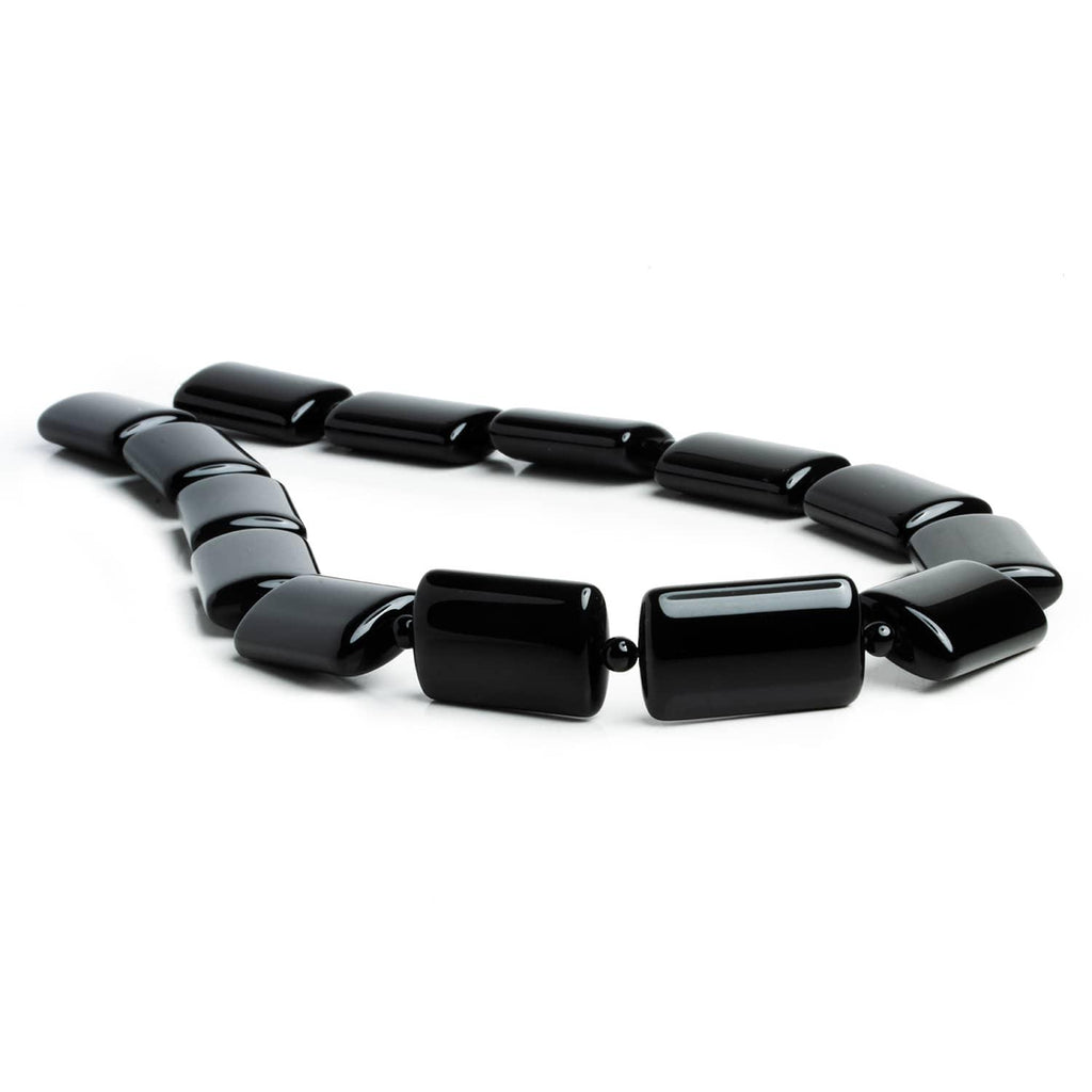 Black Onyx Plain Rectangles 16 inch 14 beads - The Bead Traders