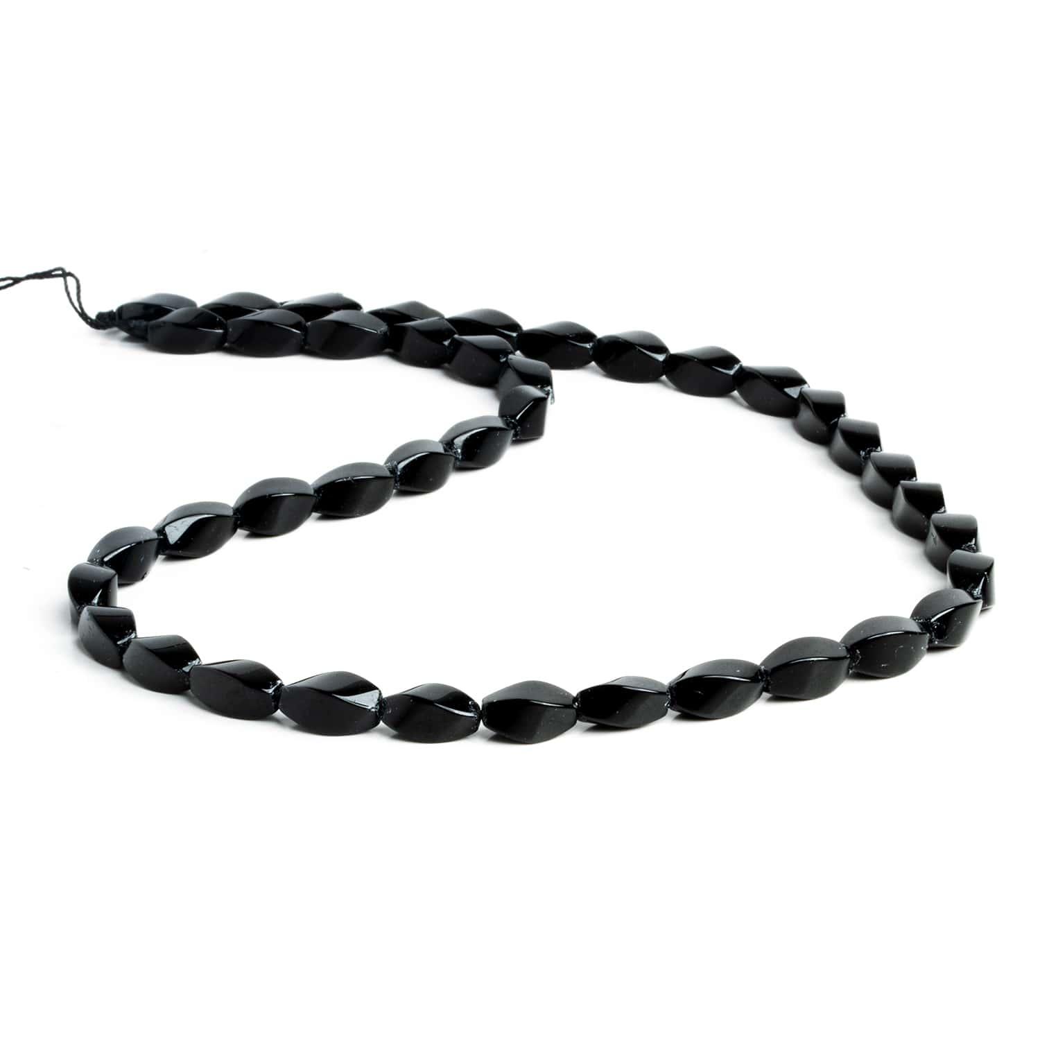 Black Onyx Plain Twists 16 inch 38 beads - The Bead Traders