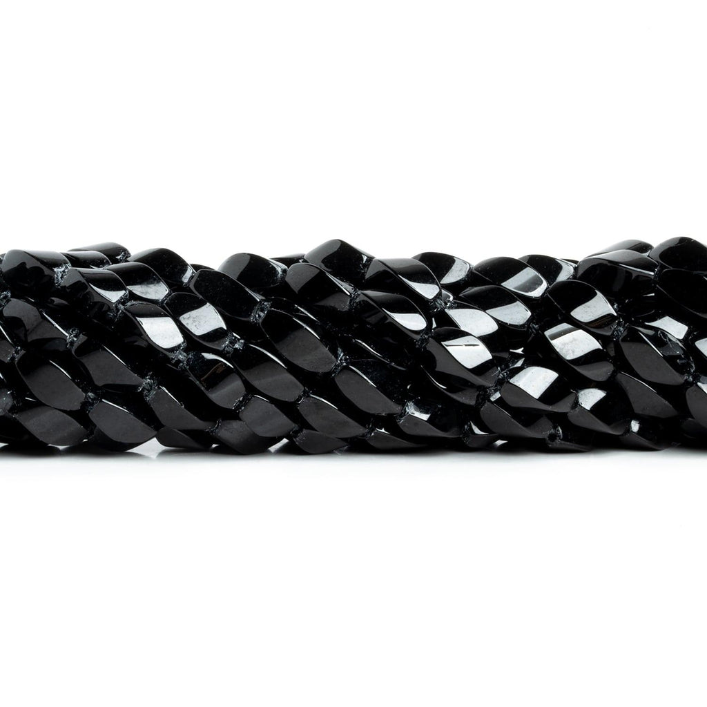 Black Onyx Plain Twists 16 inch 38 beads - The Bead Traders