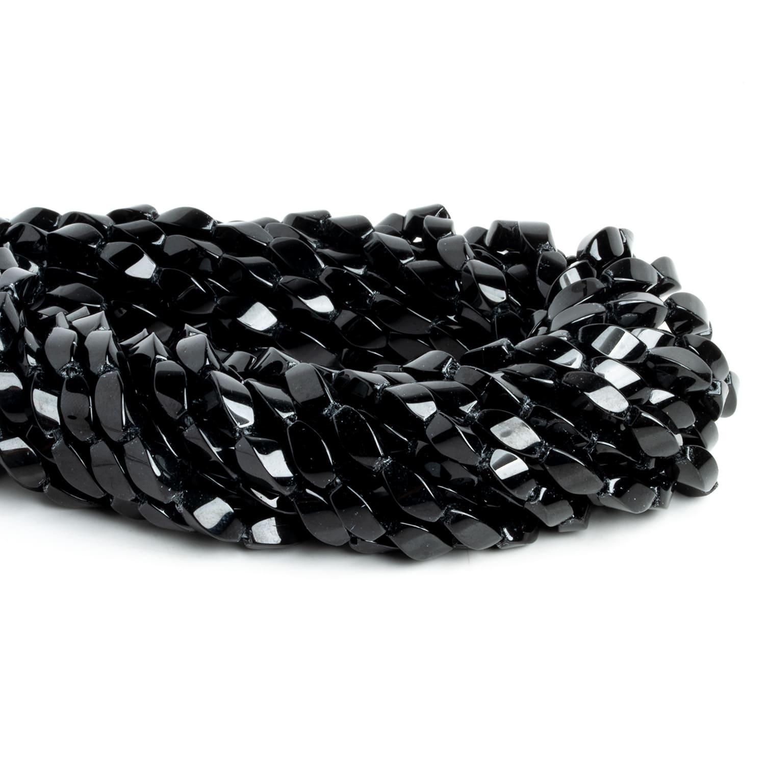 Black Onyx Plain Twists 16 inch 38 beads - The Bead Traders