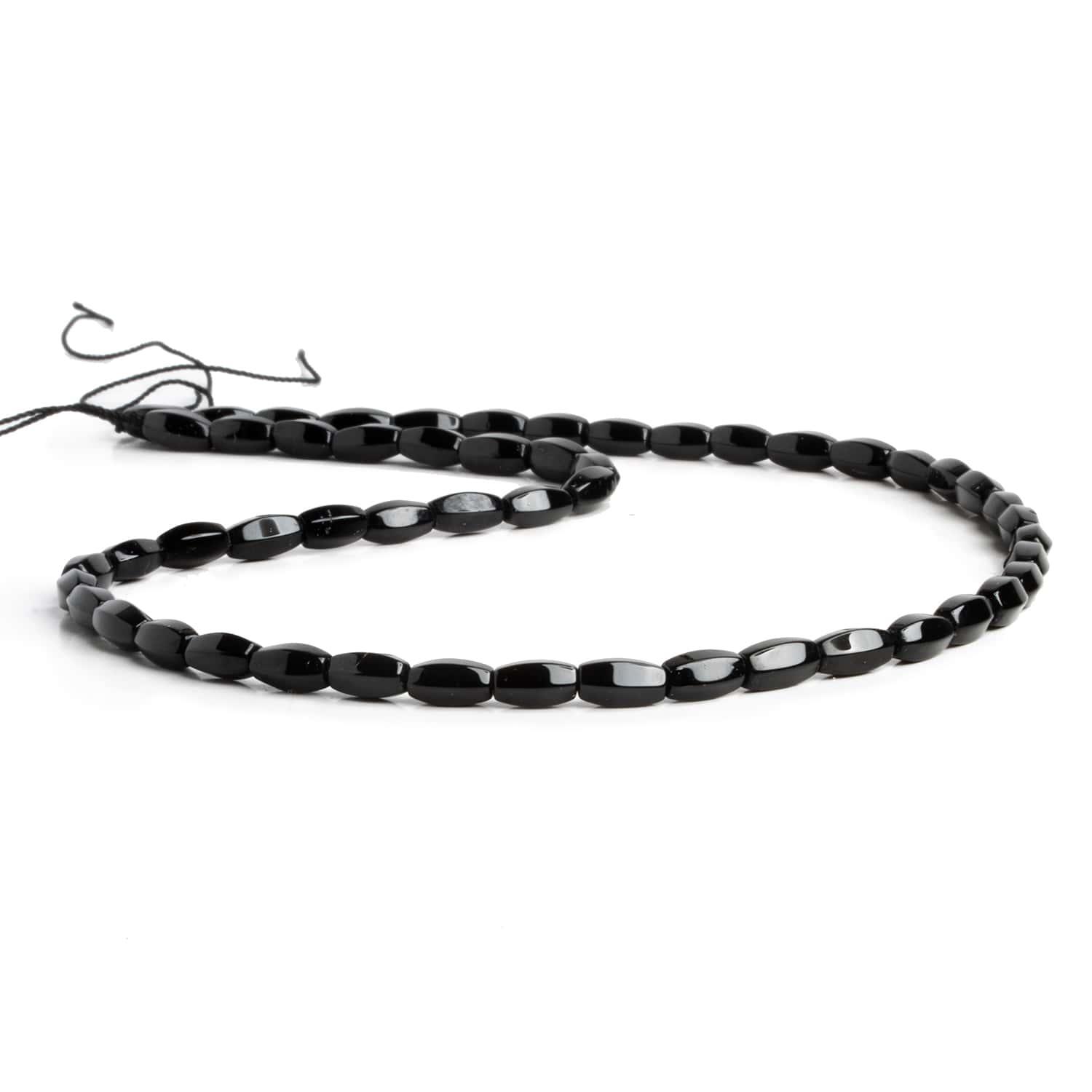Black Onyx Plain Twists 16 inch 51 beads - The Bead Traders