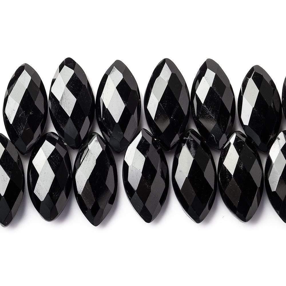 Black Onyx top drilled faceted marquise beads 8.5 inch 42 pcs AAA - The Bead Traders