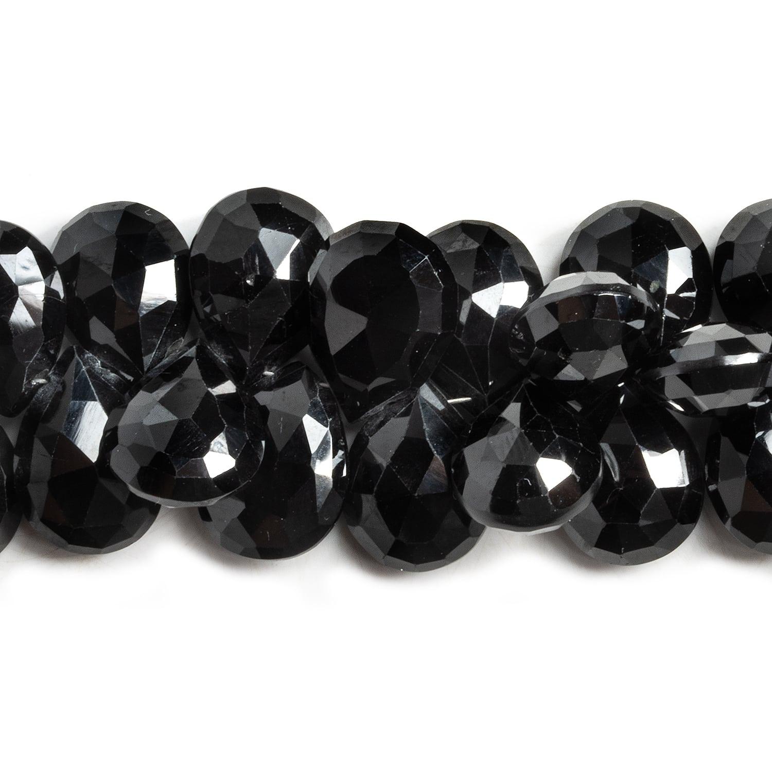 Black Spinel Faceted Pear Beads 7 inch 45 pieces - The Bead Traders
