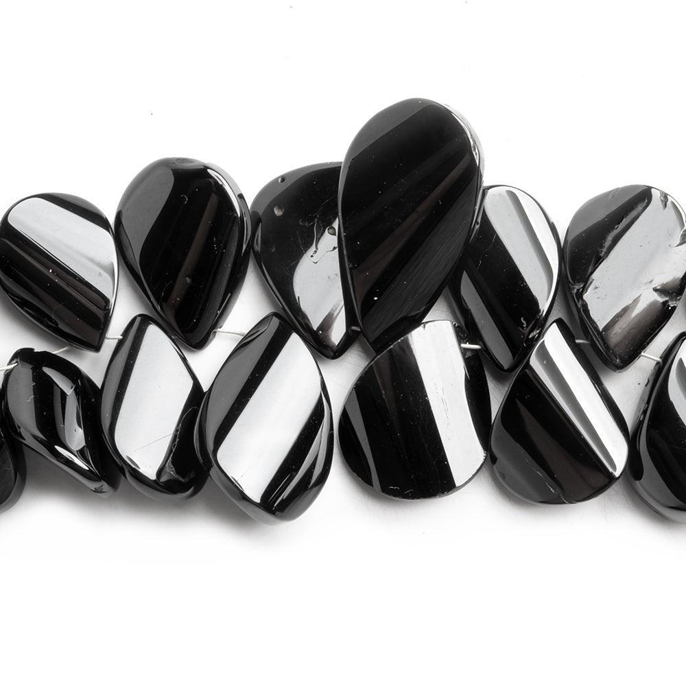 Black Spinel Faceted Twist Beads 6.5 inch 30 pieces - The Bead Traders