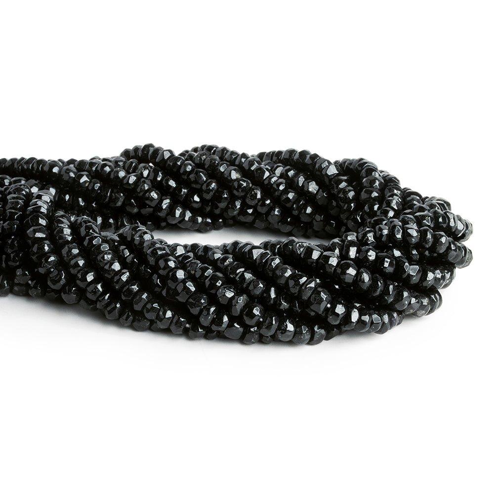 Black Spinel Hand Cut Faceted Rondelle Beads 12 inch 105 pieces - The Bead Traders