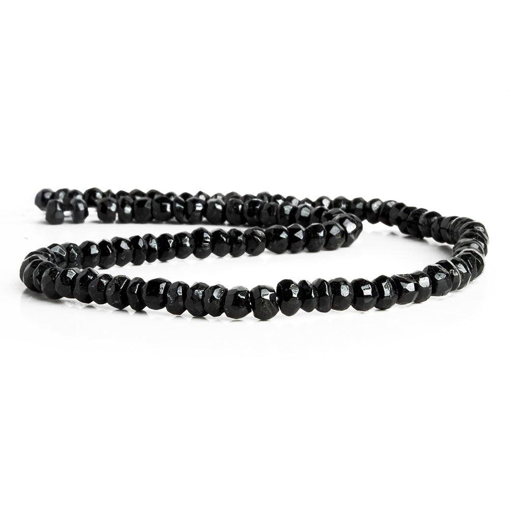 Black Spinel Hand Cut Faceted Rondelle Beads 12 inch 105 pieces - The Bead Traders