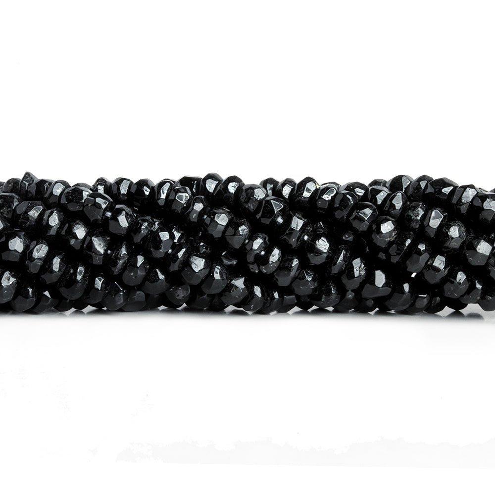Black Spinel Hand Cut Faceted Rondelle Beads 12 inch 105 pieces - The Bead Traders