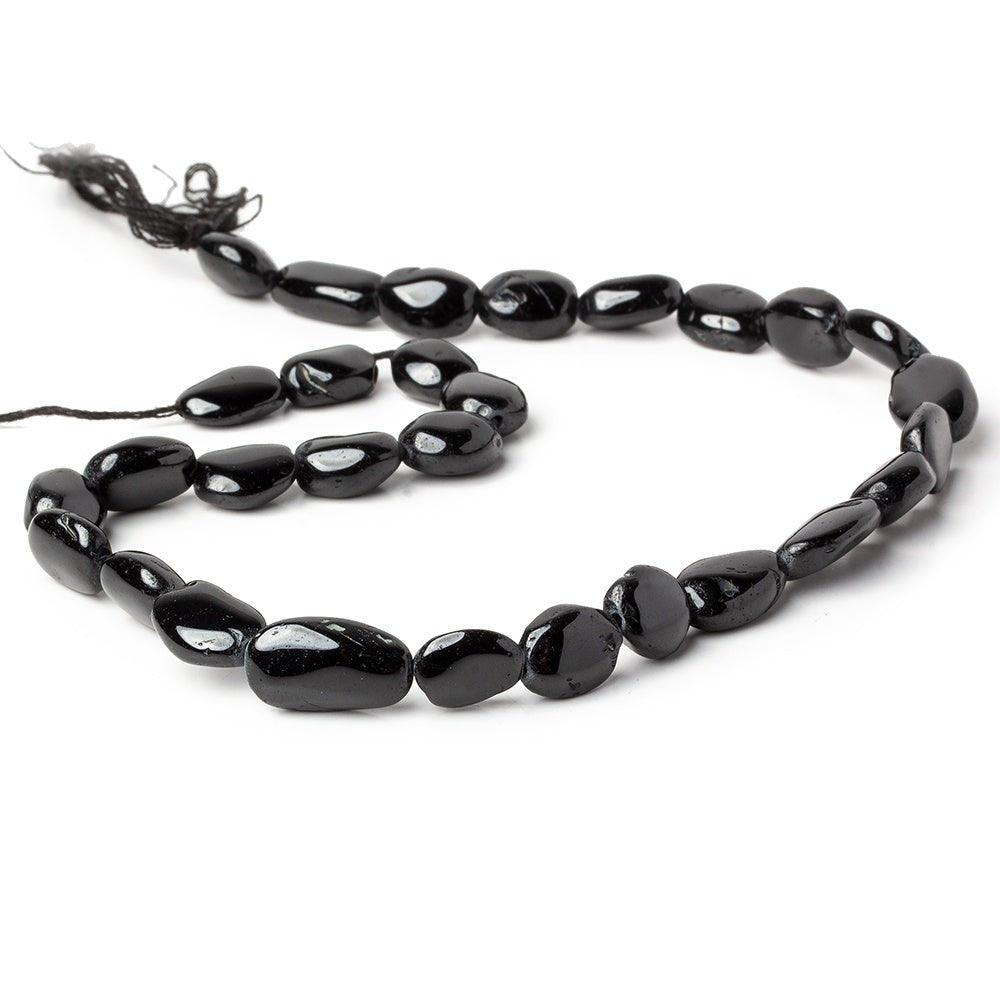 Black Spinel plain nuggets 13 inch 28 beads 9x8x4-14x9x5mm - The Bead Traders
