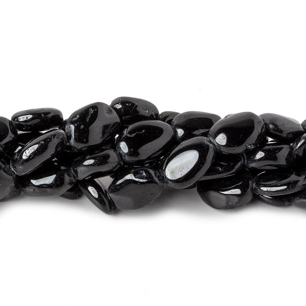Black Spinel plain nuggets 13 inch 28 beads 9x8x4-14x9x5mm - The Bead Traders