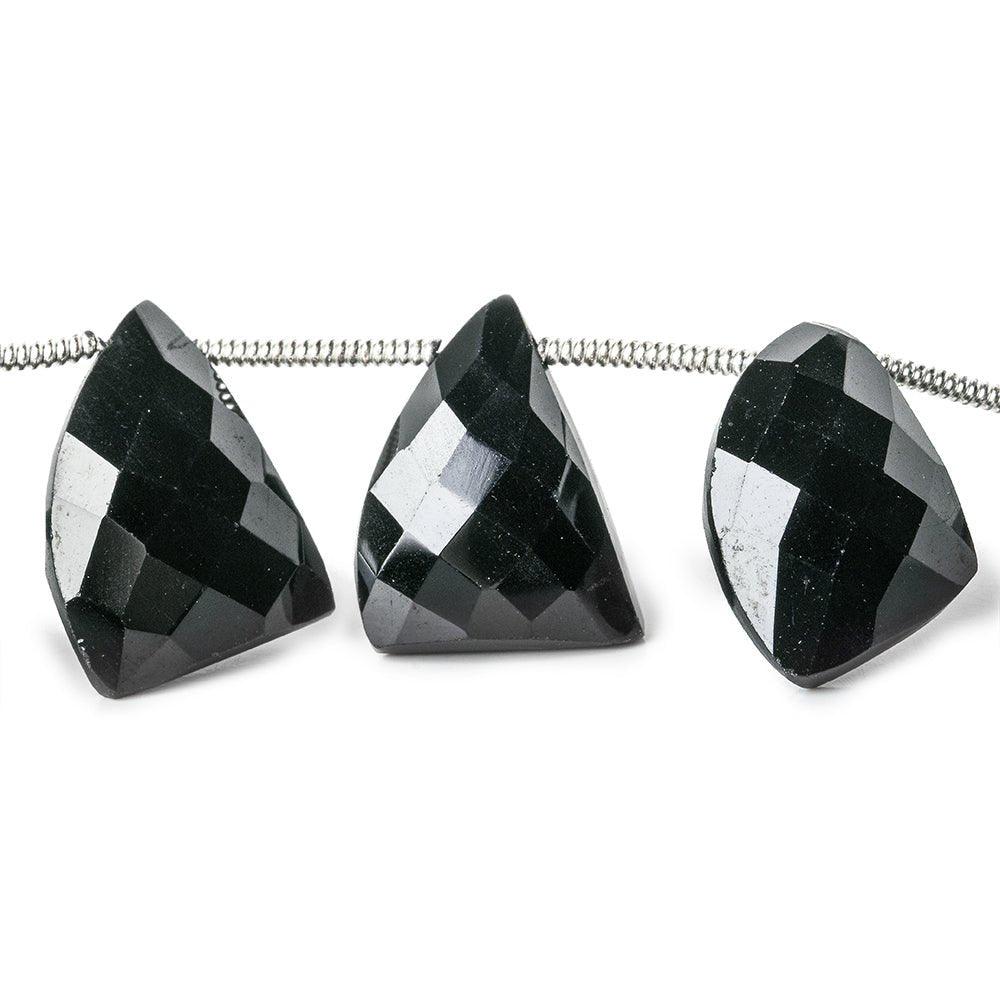 Black Spinel Top Drilled Faceted Fancy Cut Beads 9 inch 17 pieces - The Bead Traders