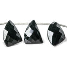 Black Spinel Top Drilled Faceted Fancy Cut Beads 9 inch 17 pieces - The Bead Traders