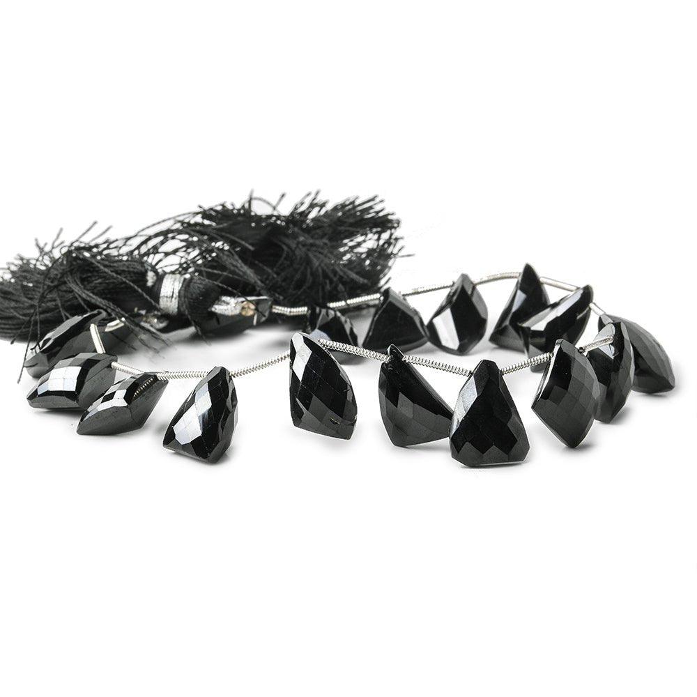 Black Spinel Top Drilled Faceted Fancy Cut Beads 9 inch 17 pieces - The Bead Traders