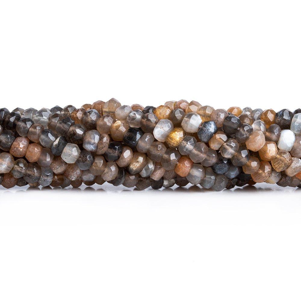 Black Sunstone Hand Cut Faceted Rondelle Beads 12 inch 110 pieces - The Bead Traders