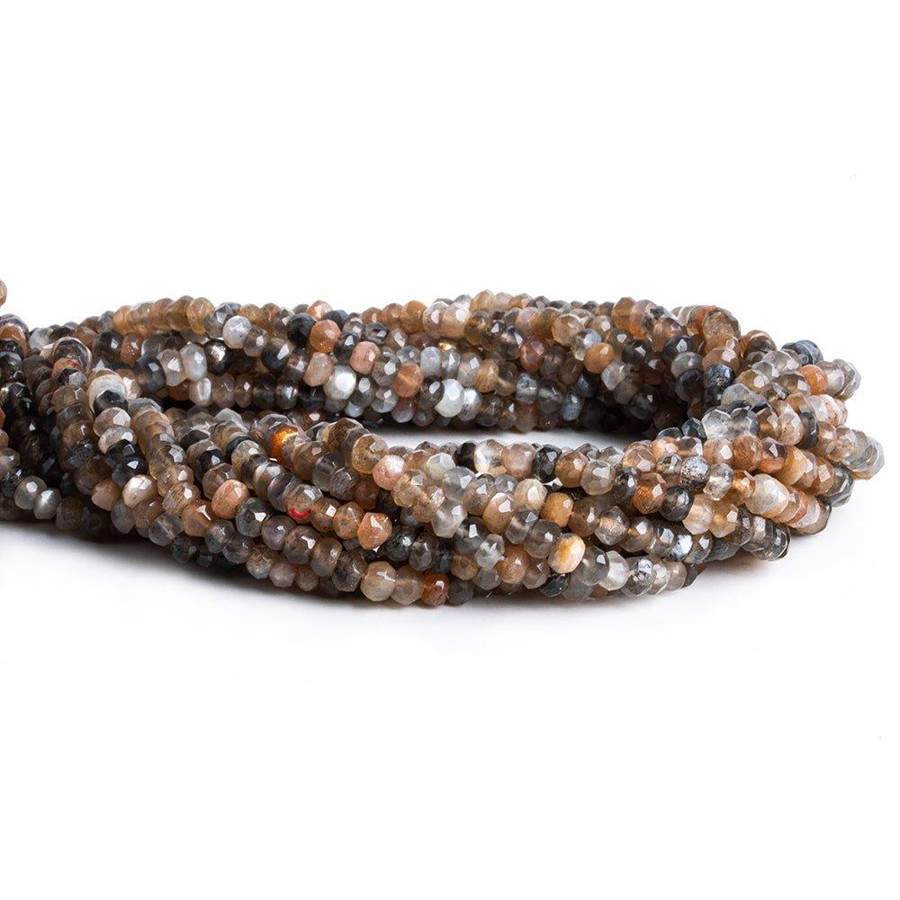 Black Sunstone Hand Cut Faceted Rondelle Beads 12 inch 110 pieces - The Bead Traders