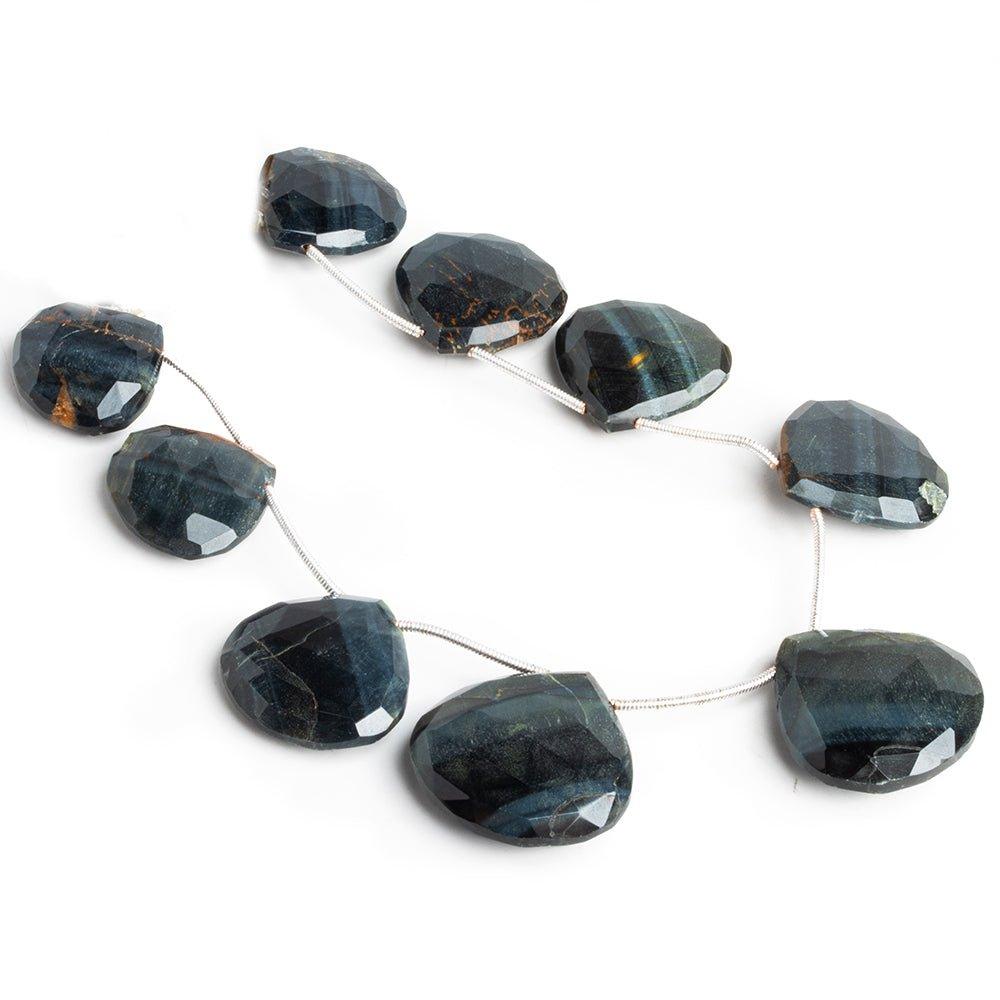 Black Tiger's Eye Faceted Heart Beads 8 inch 8 pieces - The Bead Traders