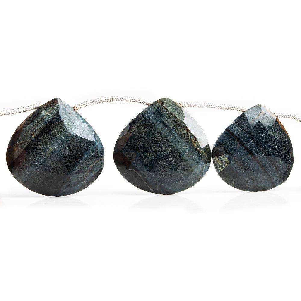 Black Tiger's Eye Faceted Heart Beads 8 inch 8 pieces - The Bead Traders