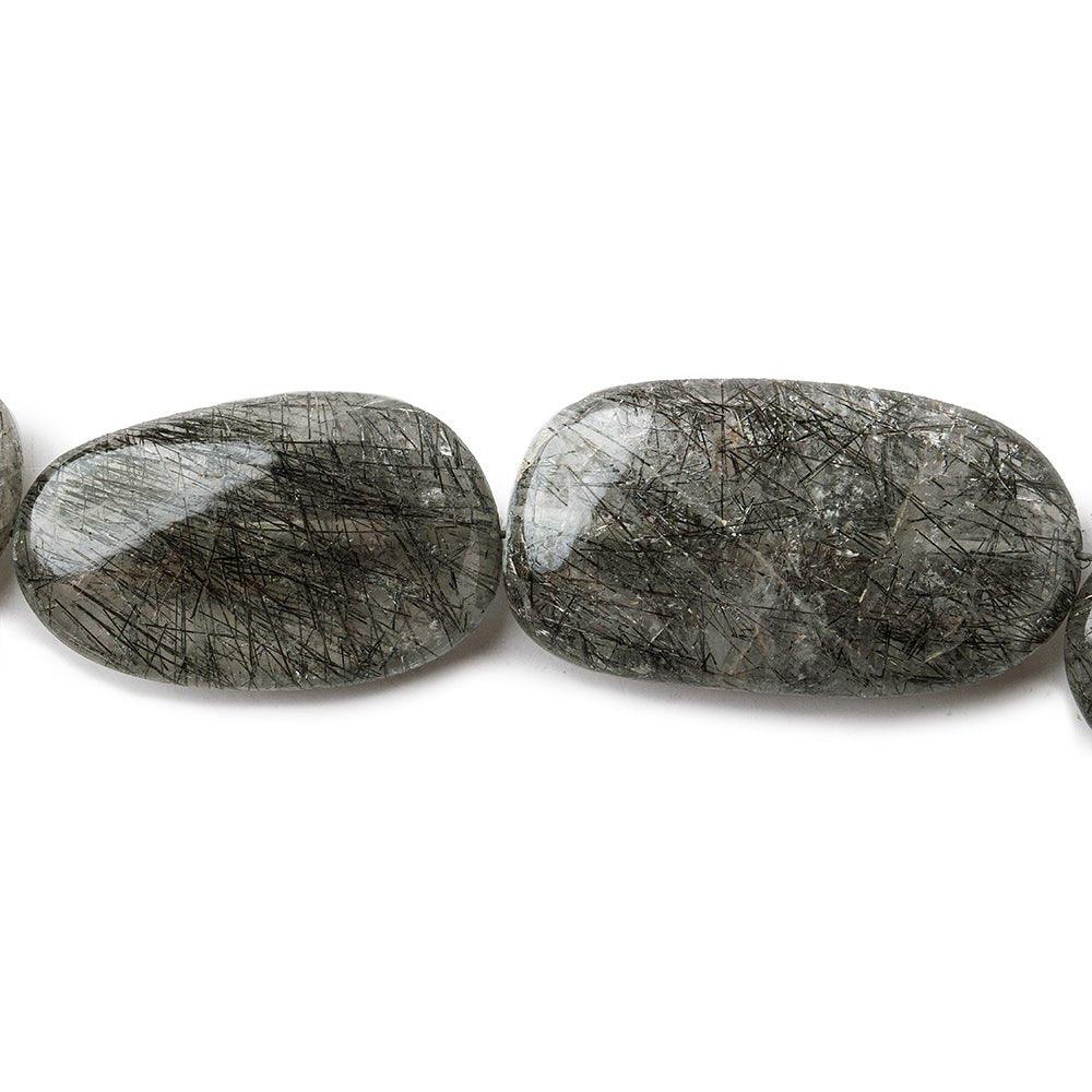 Black Tourmalinated Milky Quartz plain nuggets 19 inch 28 beads 12x10-26x16mm - The Bead Traders