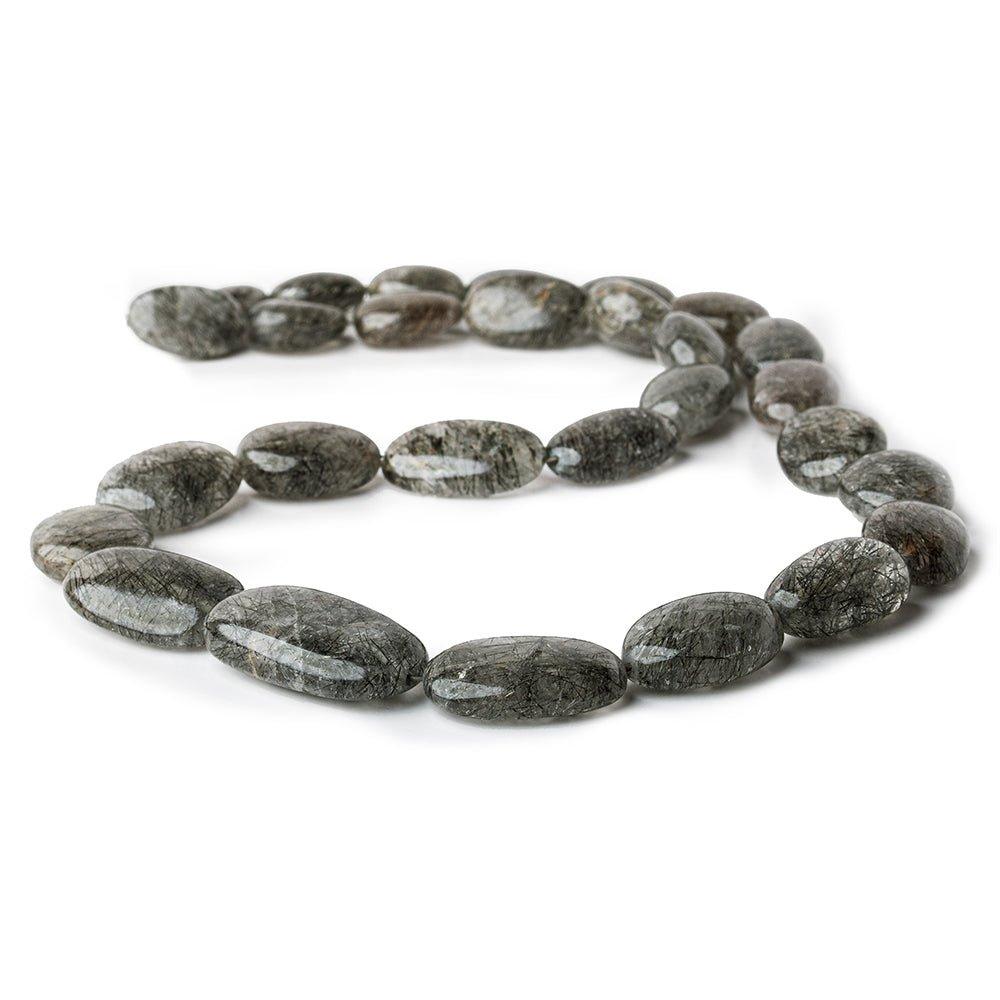 Black Tourmalinated Milky Quartz plain nuggets 19 inch 28 beads 12x10-26x16mm - The Bead Traders