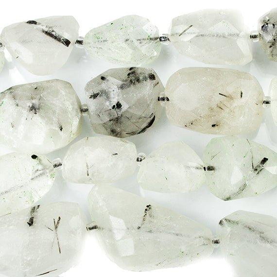 Black Tourmalinated Quartz Faceted Nugget Beads 15 inches 21 pieces - The Bead Traders
