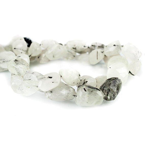 Black Tourmalinated Quartz Faceted Nugget Beads 15 inches 21 pieces - The Bead Traders
