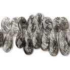 Black Tourmalinated Quartz faceted pears 55 beads 8 inch 14x7-25x8mm beads - The Bead Traders