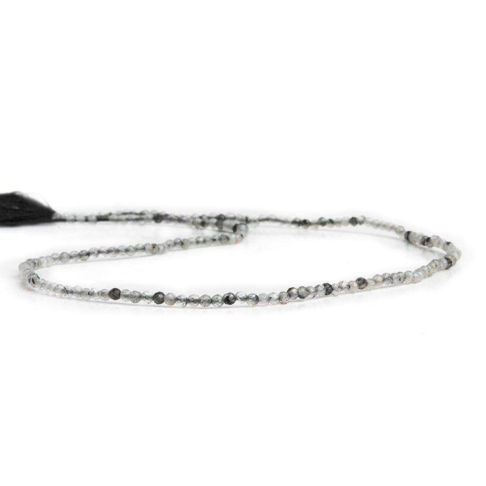 Black Tourmalinated Quartz Faceted Round Beads 12 inch 190 pieces - The Bead Traders
