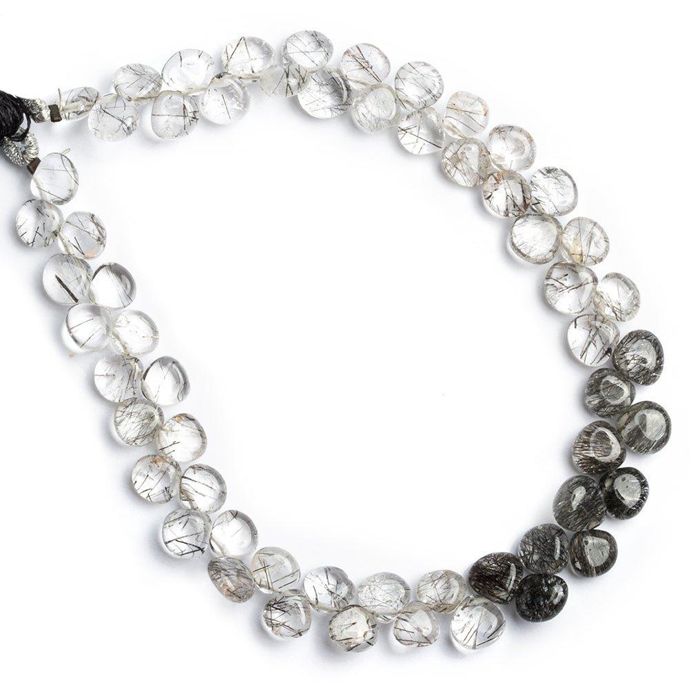 Black Tourmalinated Quartz Plain Heart Beads 8 inch 60 pieces - The Bead Traders