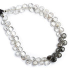 Black Tourmalinated Quartz Plain Heart Beads 8 inch 60 pieces - The Bead Traders