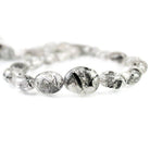 Black Tourmalinated Quartz Plain Oval Beads 17 inch 27 pieces - The Bead Traders
