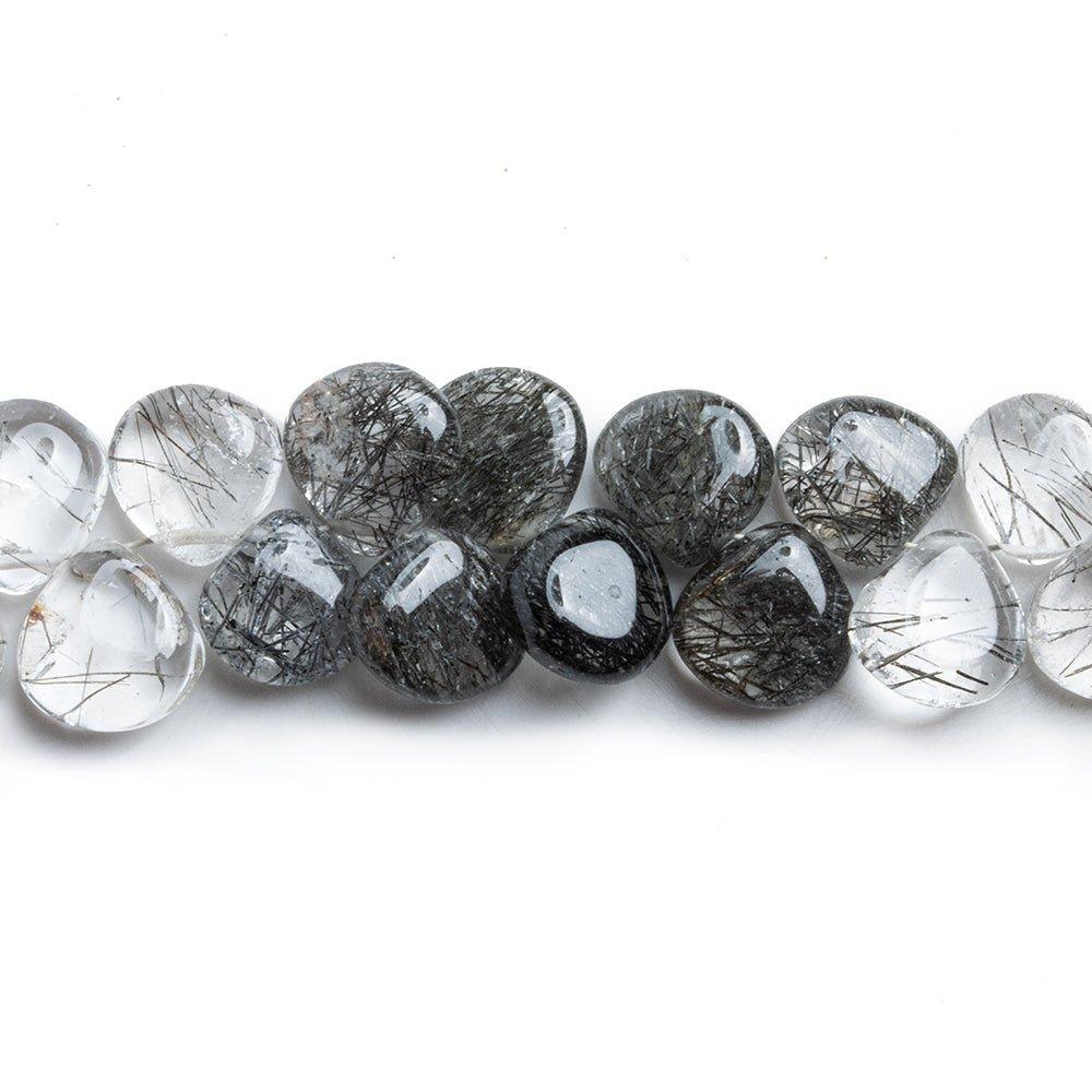 Black Tourmalinated Quartz Plain Pear Beads 8 inch 48 pieces - The Bead Traders