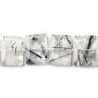Black Tourmalinated Quartz side drilled faceted rectangle 8 inch 13 beads 20x15mm avg - The Bead Traders