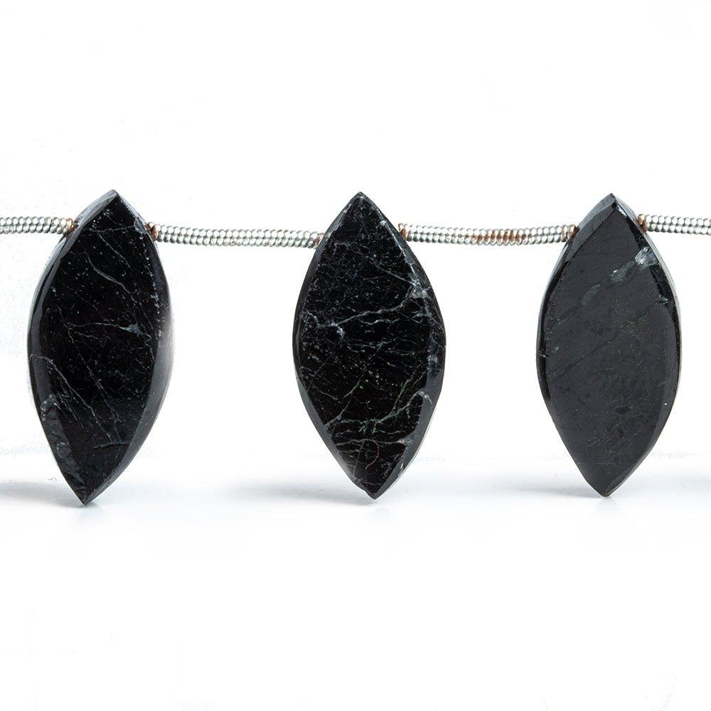 Black Tourmaline Marquise Beads 7 inch 11 pieces - The Bead Traders