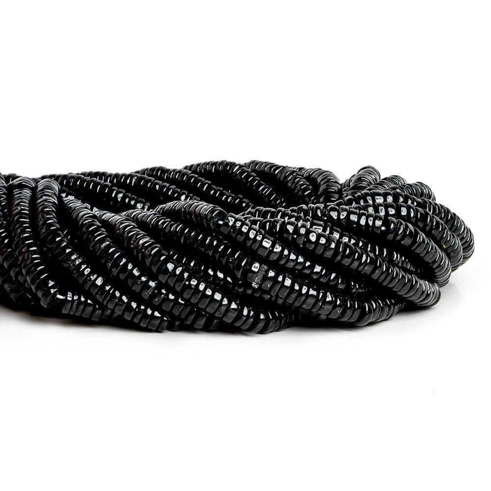Black Tourmaline Plain Heishi Beads 16 inch 190 pieces - The Bead Traders