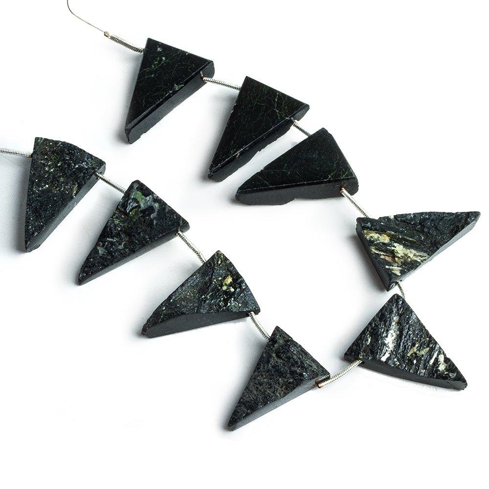 Black Tourmaline Triangle Point Beads 9 inch 9 pieces - The Bead Traders