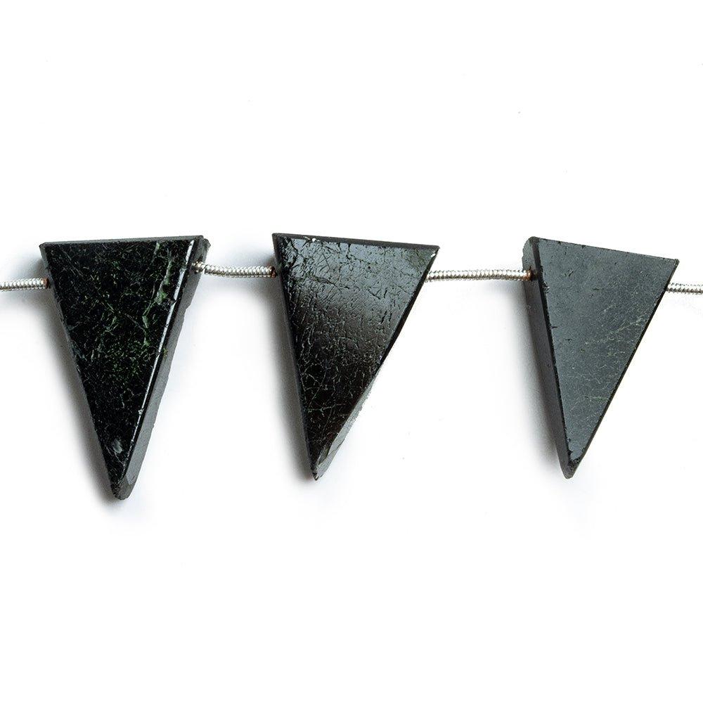 Black Tourmaline Triangle Point Beads 9 inch 9 pieces - The Bead Traders