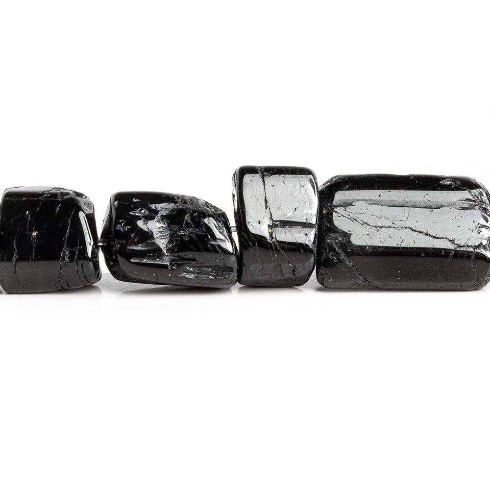 Black Tourmaline Tumbled Natural Crystal Beads 16 inch 33 pieces - The Bead Traders