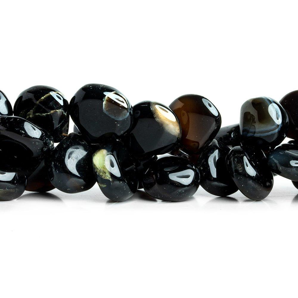 Black & White Agate Plain Heart Beads 14 inch 90 pieces - The Bead Traders