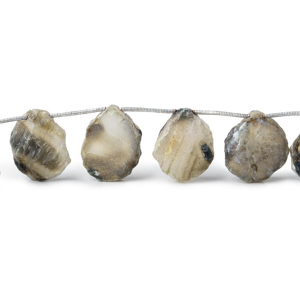 Black & White Agate Tumbled Hammer Faceted Pear Beads 7 inch 9 pieces - The Bead Traders