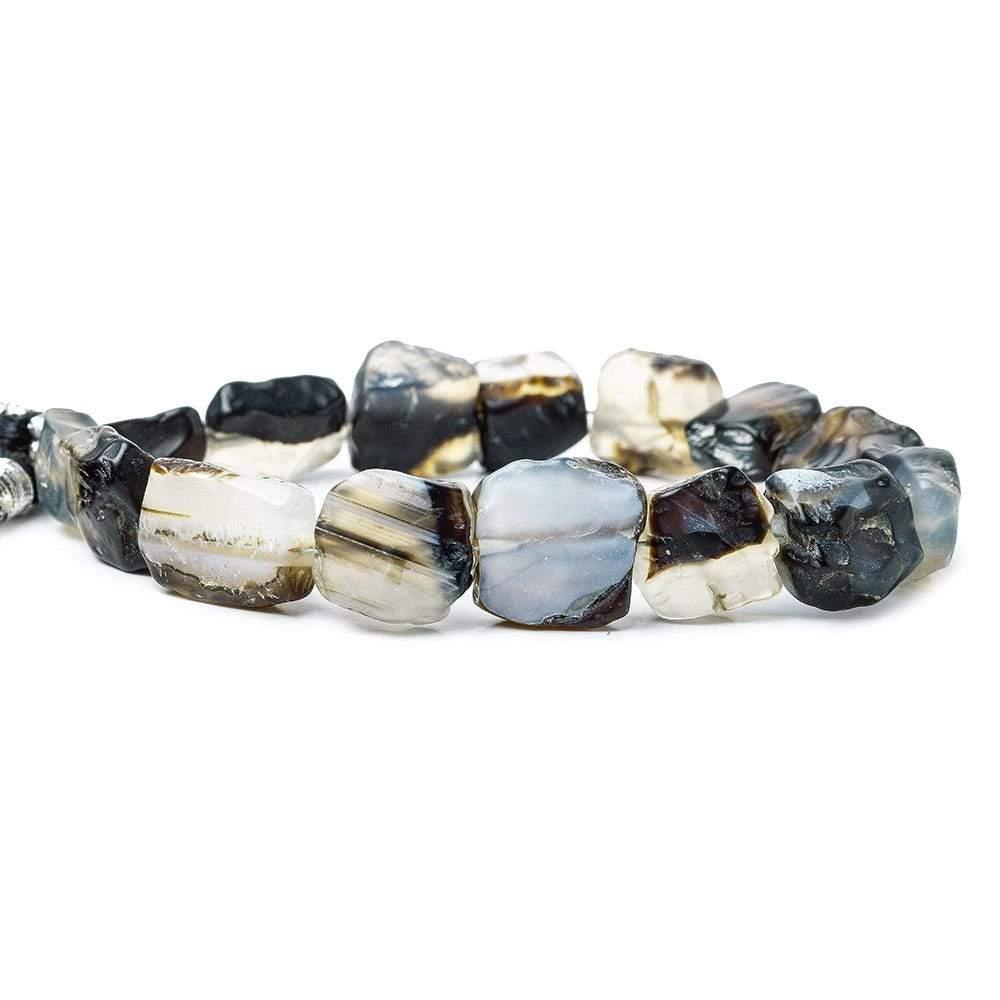 Black & White Hammer Faceted Rectangle Beads 8 inch 15 pieces - The Bead Traders