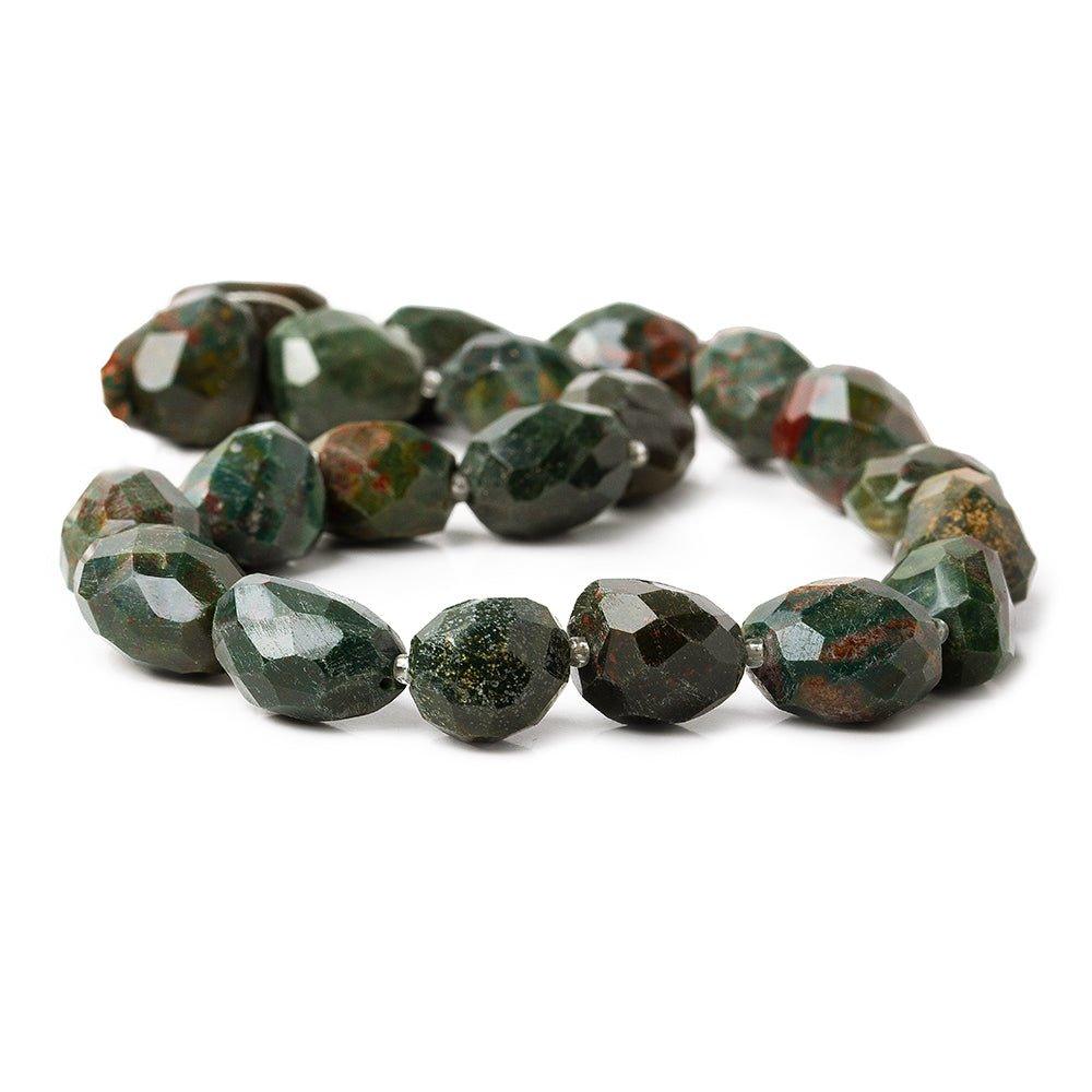 Blood Stone Faceted Nugget Beads 15 inches 19 pieces - The Bead Traders