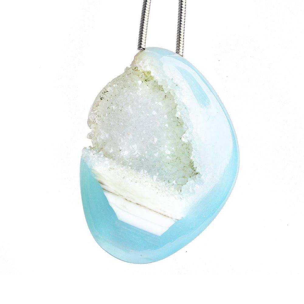 Blue Agate Drusy Gem Focal Bead 1 Piece - The Bead Traders