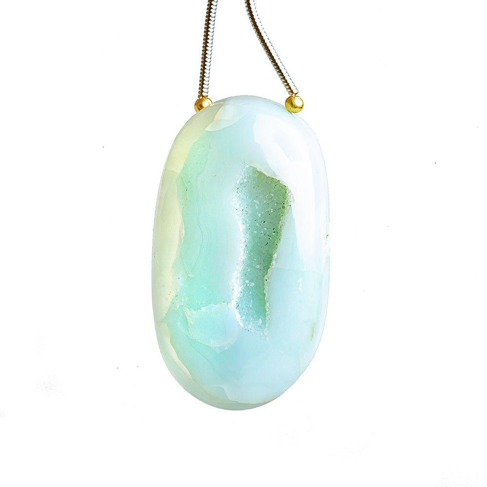Blue Agate Drusy Gem Focal Bead 1 Piece - The Bead Traders