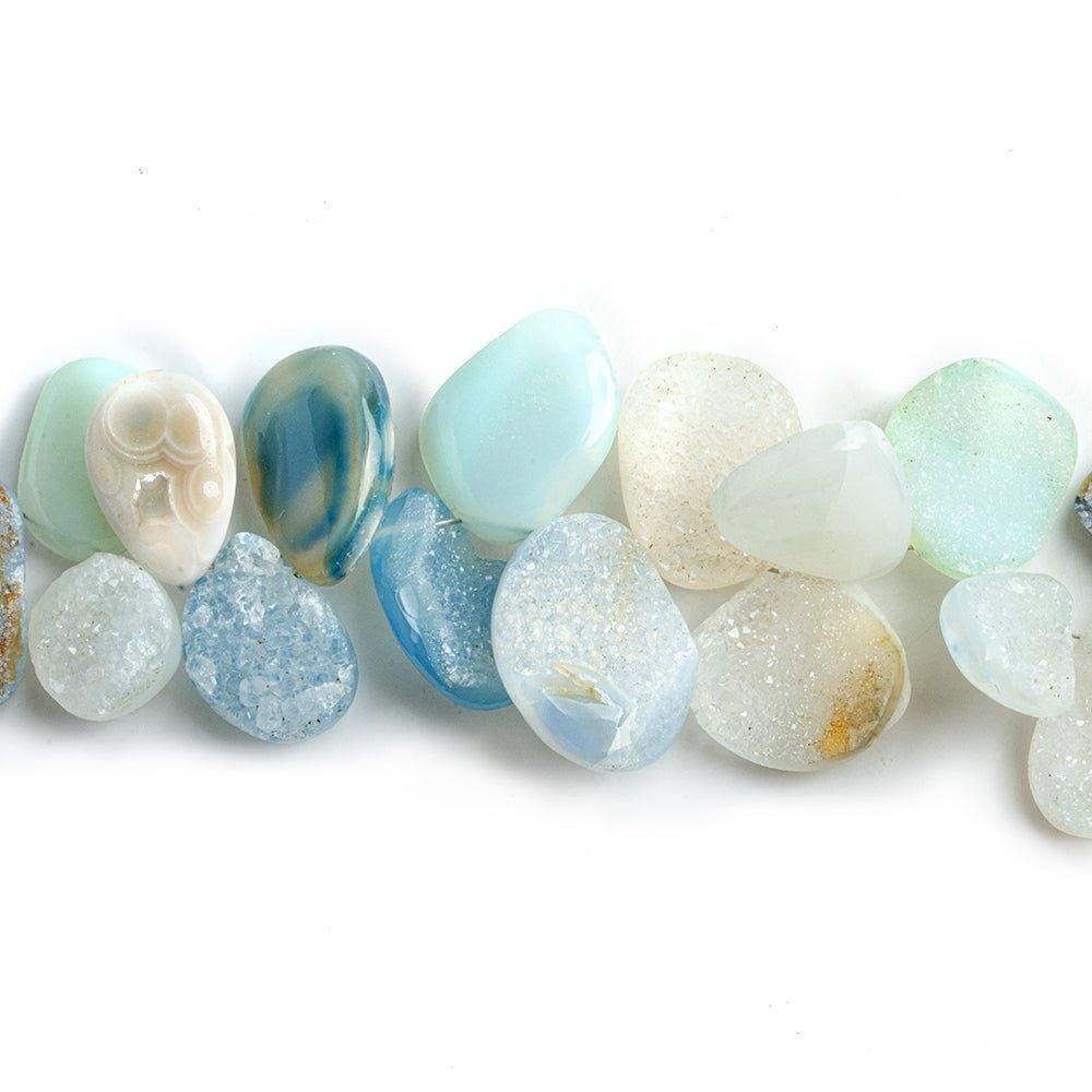 Blue Agate Drusy Nugget Beads 7 inch 32 pieces - The Bead Traders