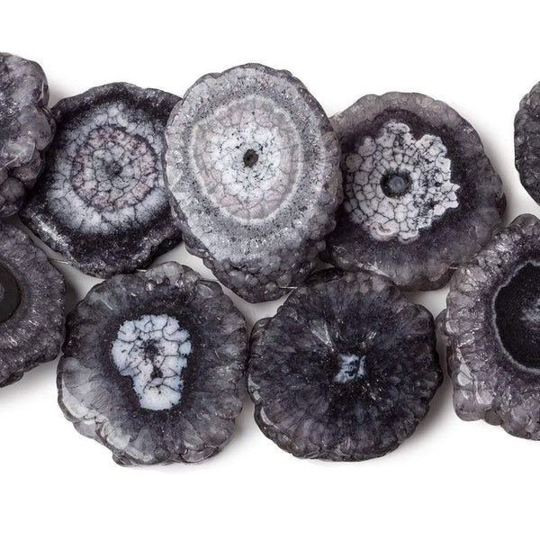 Blue Black Solar Quartz top drilled Slice Beads 7.5 inch
