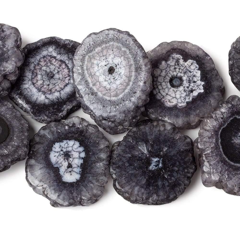 Blue Black Solar Quartz top drilled Slice Beads 7.5 inch - The Bead Traders