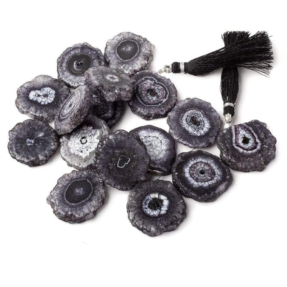 Blue Black Solar Quartz top drilled Slice Beads 7.5 inch - The Bead Traders